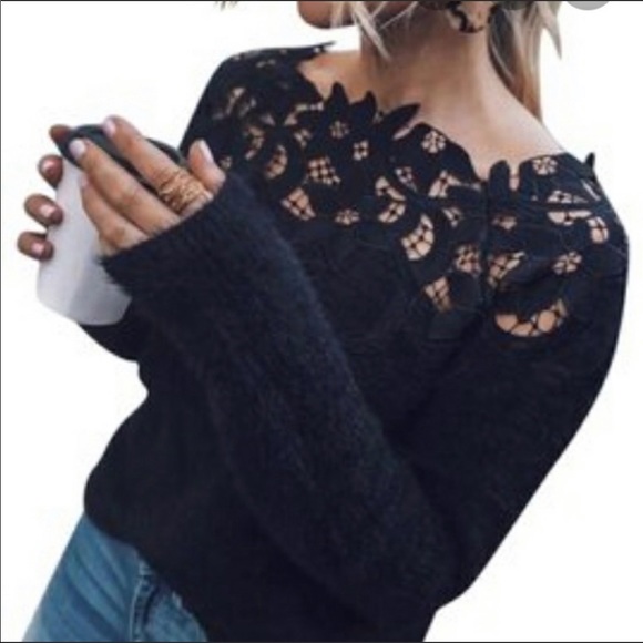Vicidolls En Creme sweater with lace cutout detail - Picture 2 of 6